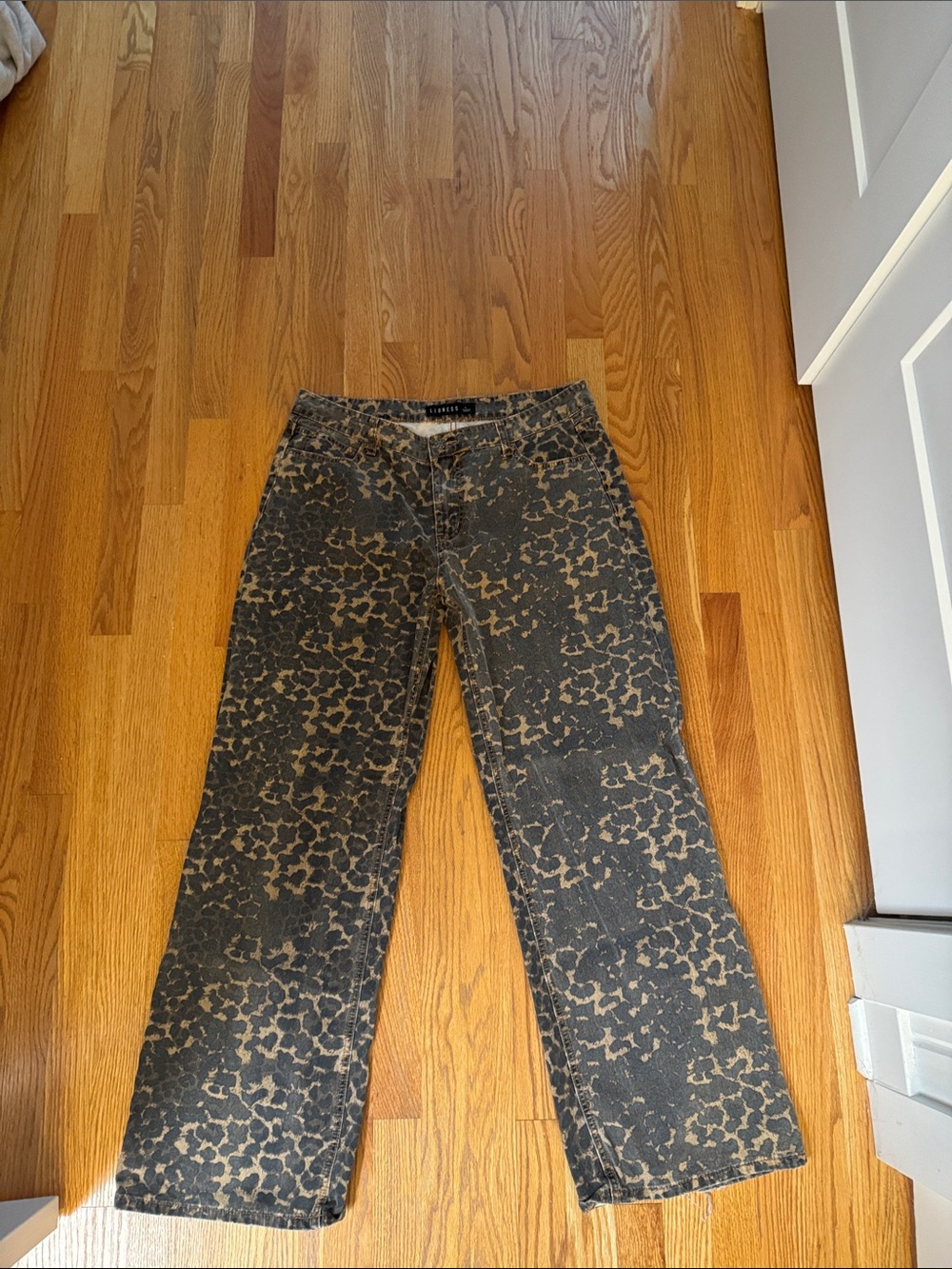 Lioness Black and Tan Patterned Flare Jeans